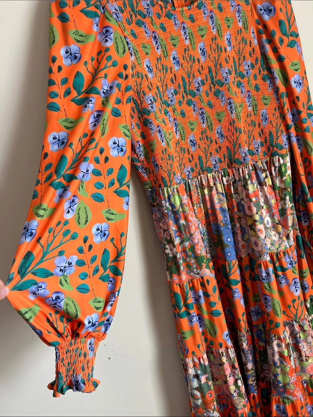 Hutch Orange Floral Maxi Dress with Blue & Green Accents - Picture 3 of 10